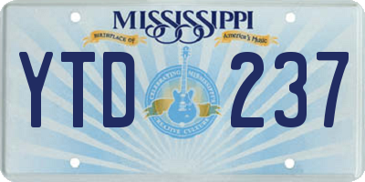 MS license plate YTD237