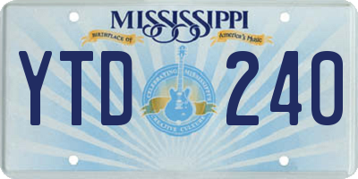 MS license plate YTD240