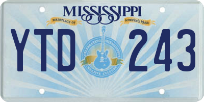MS license plate YTD243