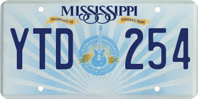 MS license plate YTD254