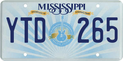 MS license plate YTD265