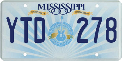 MS license plate YTD278