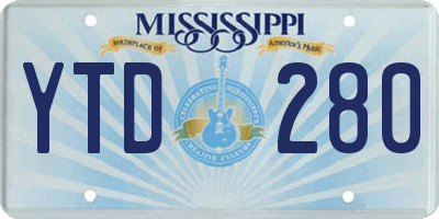 MS license plate YTD280