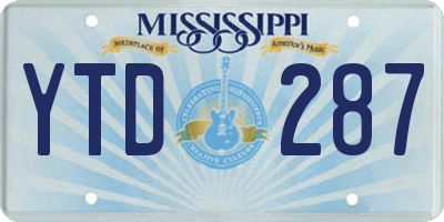 MS license plate YTD287