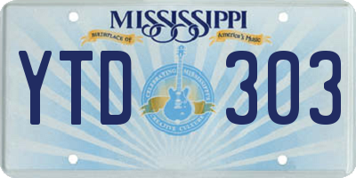 MS license plate YTD303