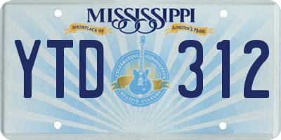 MS license plate YTD312
