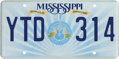 MS license plate YTD314
