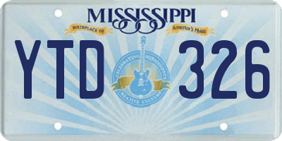 MS license plate YTD326