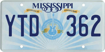 MS license plate YTD362