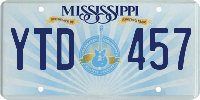 MS license plate YTD457
