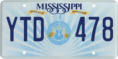 MS license plate YTD478