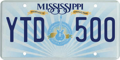 MS license plate YTD500