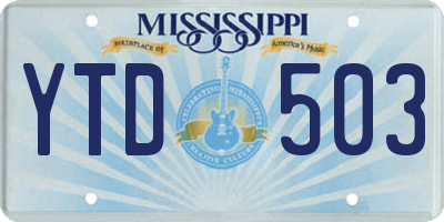 MS license plate YTD503