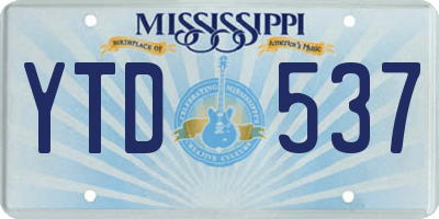 MS license plate YTD537