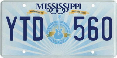 MS license plate YTD560