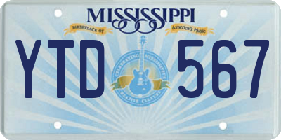MS license plate YTD567