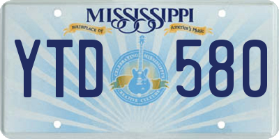 MS license plate YTD580