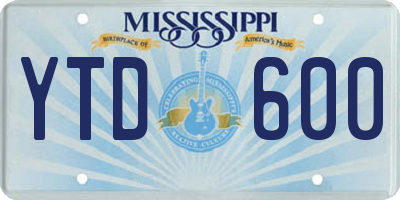 MS license plate YTD600