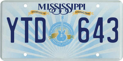 MS license plate YTD643