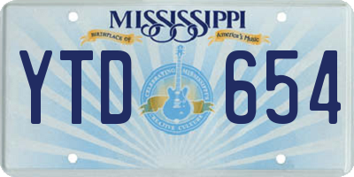 MS license plate YTD654