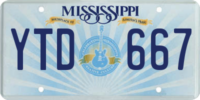 MS license plate YTD667