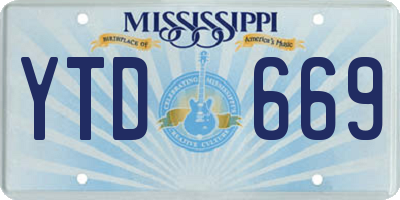 MS license plate YTD669