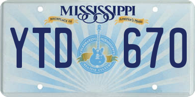 MS license plate YTD670