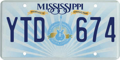 MS license plate YTD674