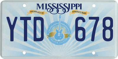 MS license plate YTD678