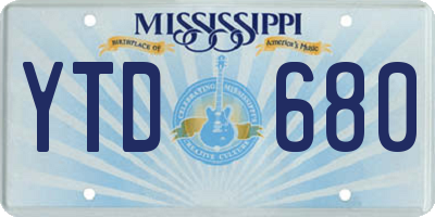 MS license plate YTD680