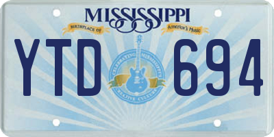 MS license plate YTD694