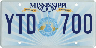 MS license plate YTD700