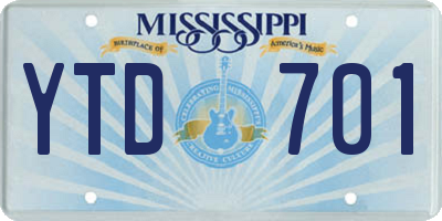 MS license plate YTD701