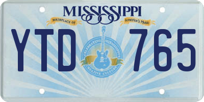 MS license plate YTD765