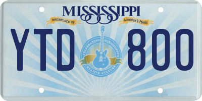 MS license plate YTD800
