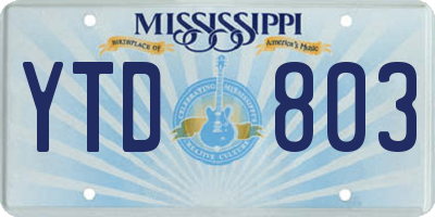 MS license plate YTD803