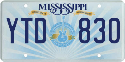 MS license plate YTD830
