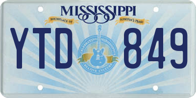 MS license plate YTD849