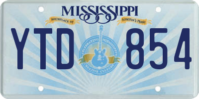 MS license plate YTD854