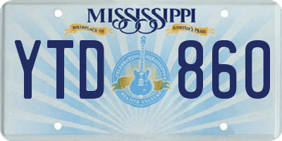 MS license plate YTD860