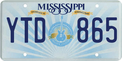 MS license plate YTD865
