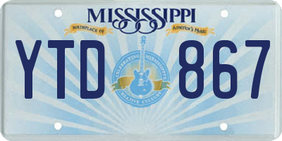 MS license plate YTD867