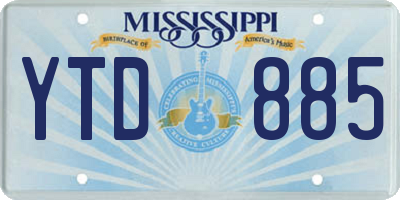 MS license plate YTD885