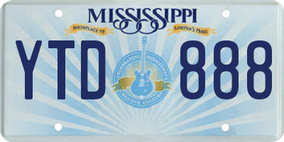 MS license plate YTD888