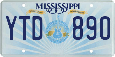 MS license plate YTD890