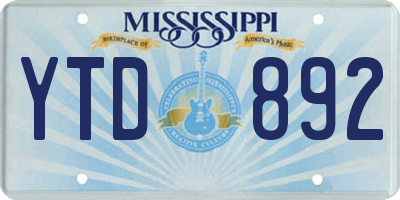 MS license plate YTD892