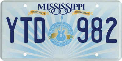MS license plate YTD982