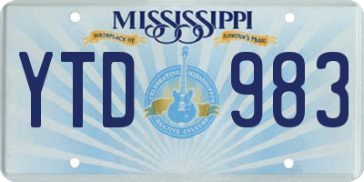 MS license plate YTD983