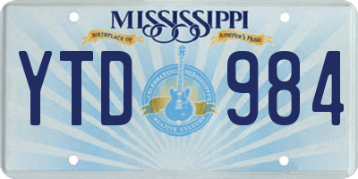MS license plate YTD984