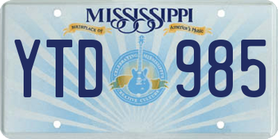 MS license plate YTD985